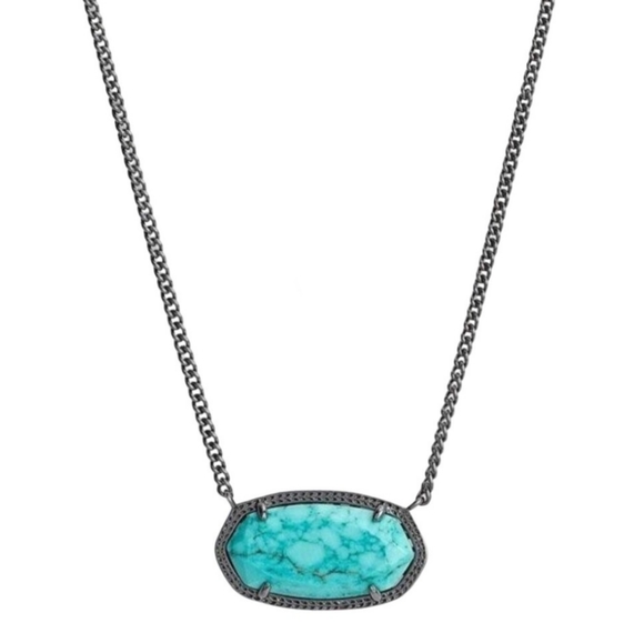 RARE KENDRA SCOTT • Gunmetal Dylan Turquoise Necklace - Picture 4 of 14